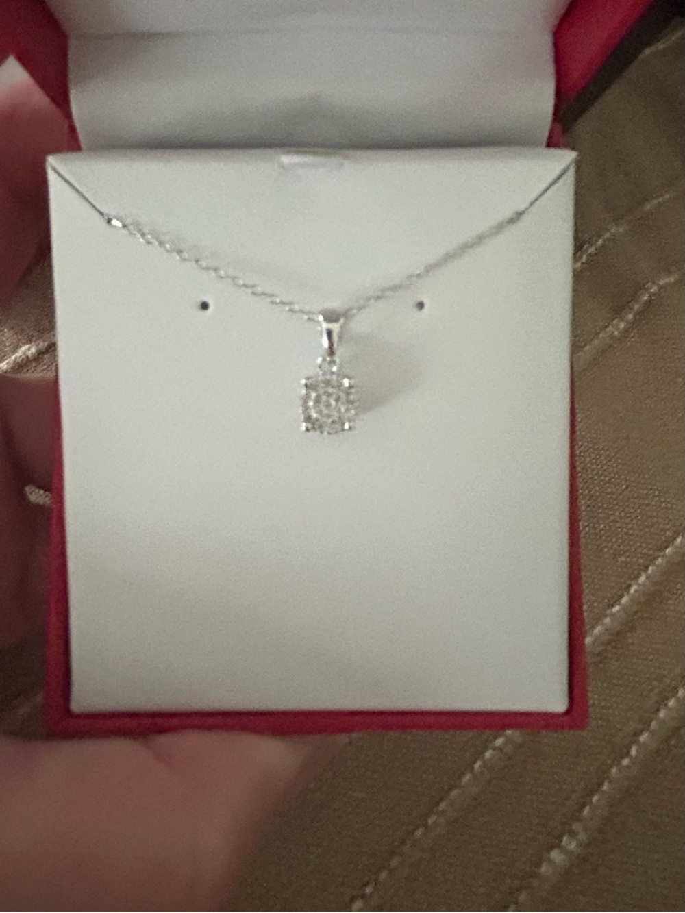 Silver lab diamond Cluster Pendant Necklace - White